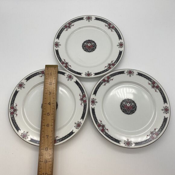 Exclusively Ours Symphony BREAD & BUTTER PLATES Set Of 3 Dark Floral Goth - Picture 2 of 8